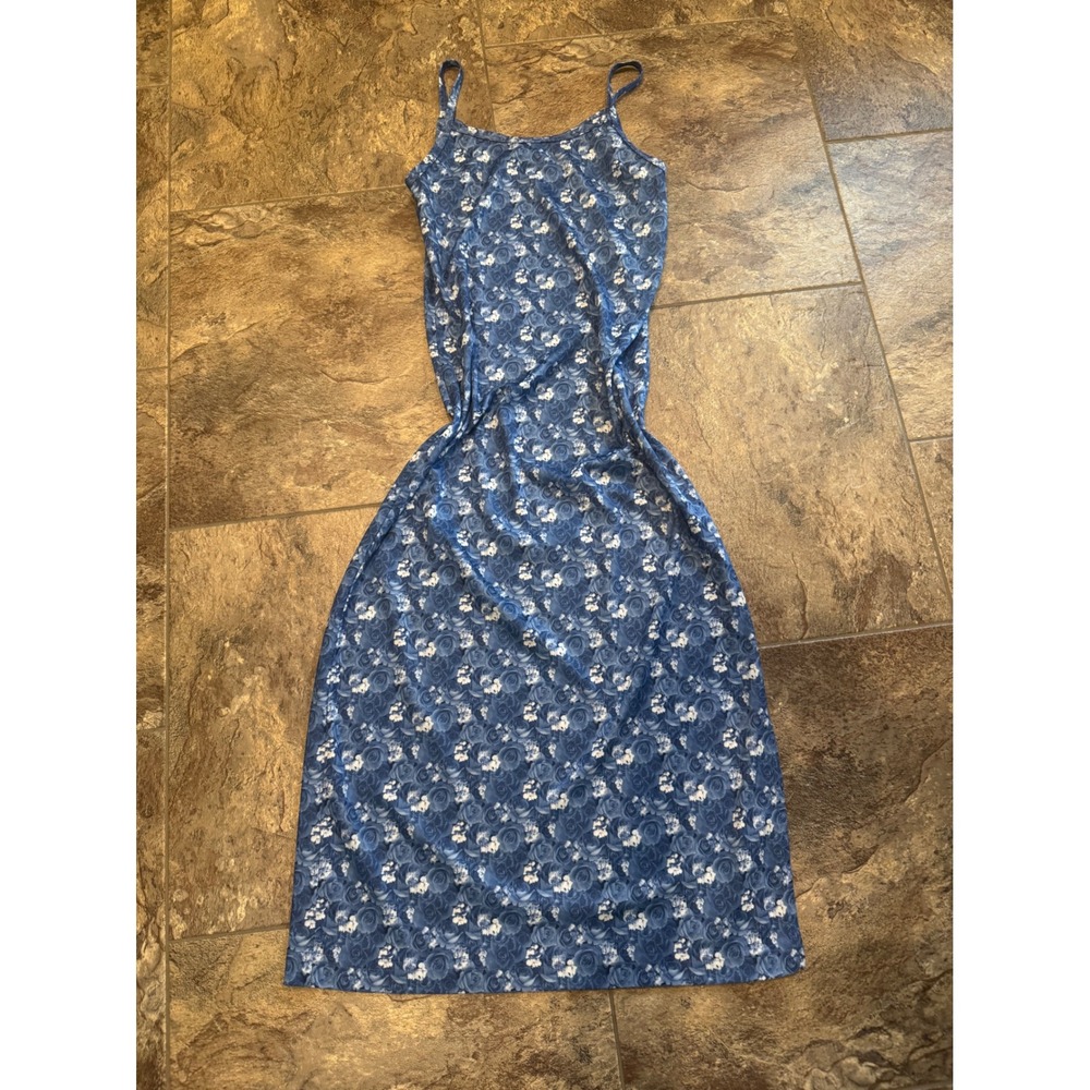 Los Angeles Express Vintage Blue Floral 90s Midi Dress Size 12‎ EUC